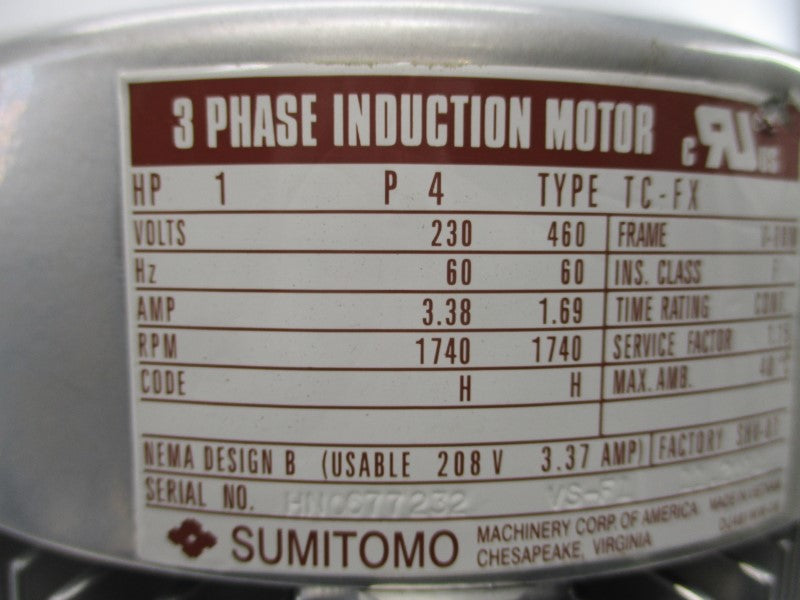 SUMITOMO PA083348 RNYMS1-1530YA-150 TC-FX 230/460V 3.38/1.69A NSNP