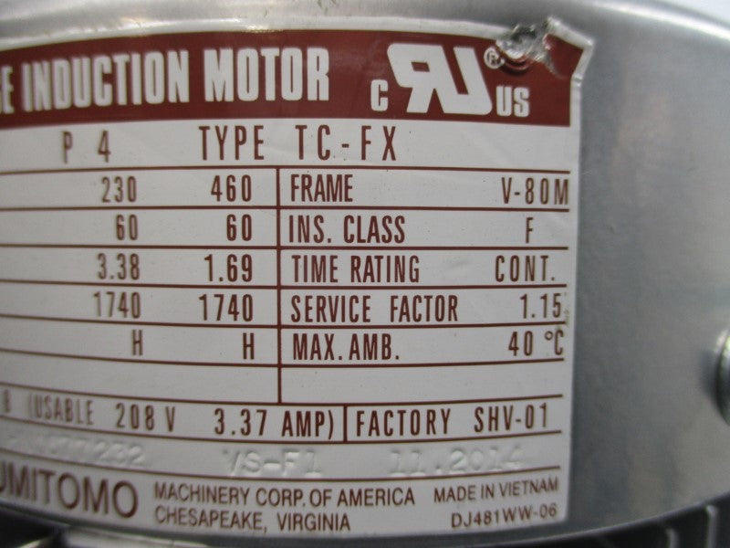 SUMITOMO PA083348 RNYMS1-1530YA-150 TC-FX 230/460V 3.38/1.69A NSNP