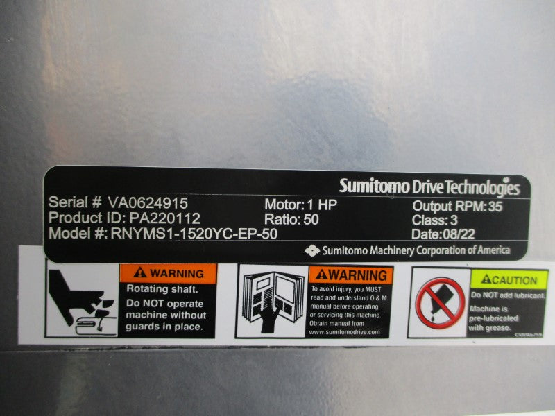 SUMITOMO PA220112 RNYMS1-1520YC-EP-50 TC-FXPA 230/460V 3.06/1.53A NSNP