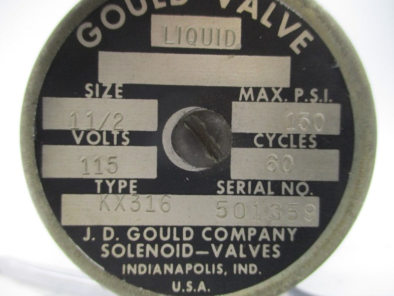 GOULD VALVE KX316 115V 150PSI 1-1/2" NSNP