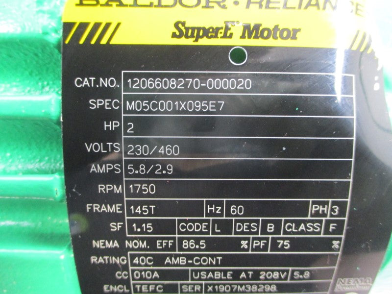 BALDOR 1206608270-000020 M05C001X095E7 230/460V 5.8/2.9A NSNP