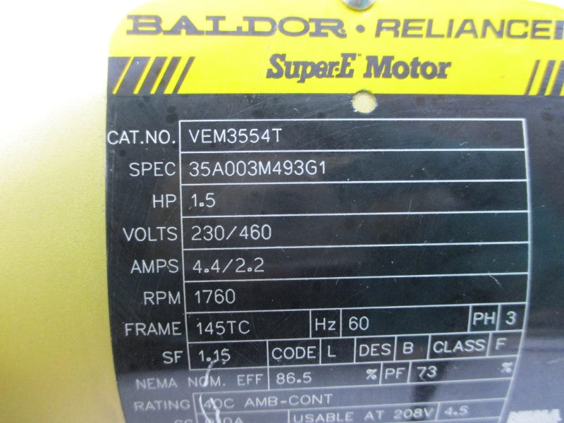 BALDOR VEM3554T 35A003M493G1 230/460V 4.4/2.2A NSNP