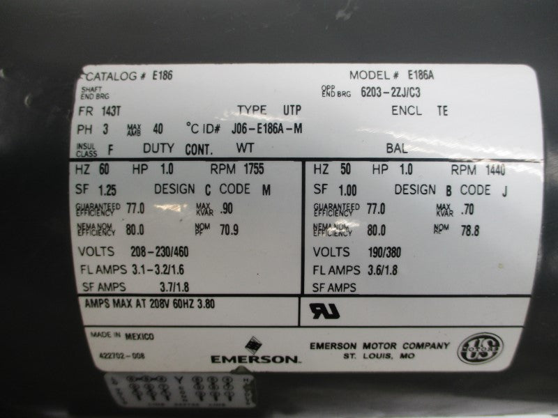 US MOTORS E186 E186A R714/J0685719N 208-230/460V 3.1-3.2/1.6A NSNP