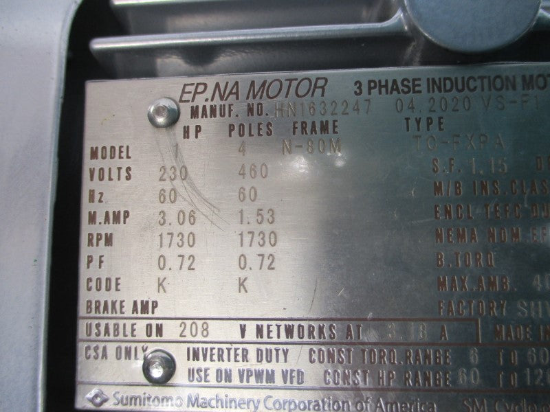 SUMITOMO PA221011 RNYMS1-1420YC-EP-30 TC-FXPA 230/460V 3.06/1.53A NSNP