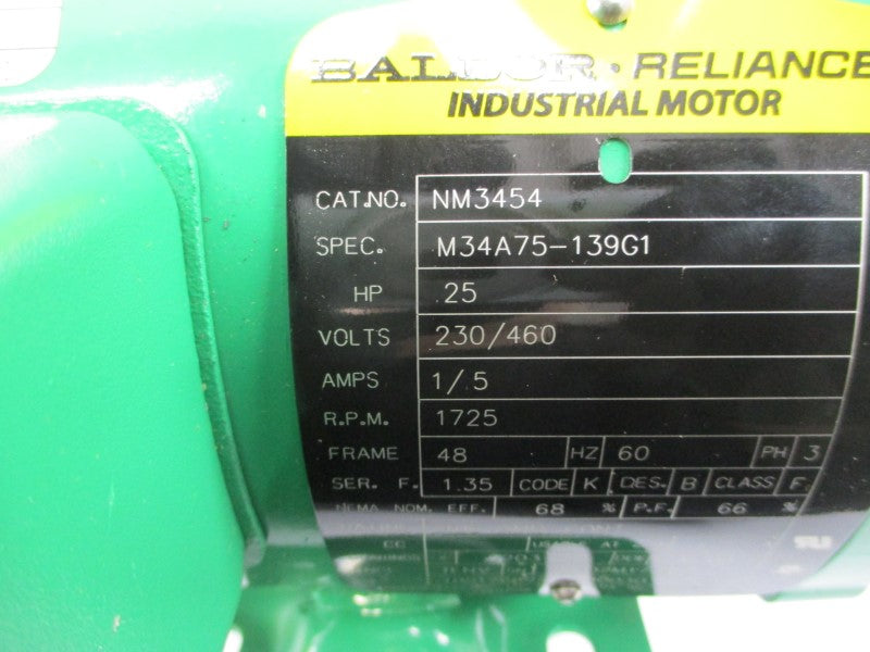 BALDOR NM3454 M34A75-139G1 230/460V 1/5A NSNP