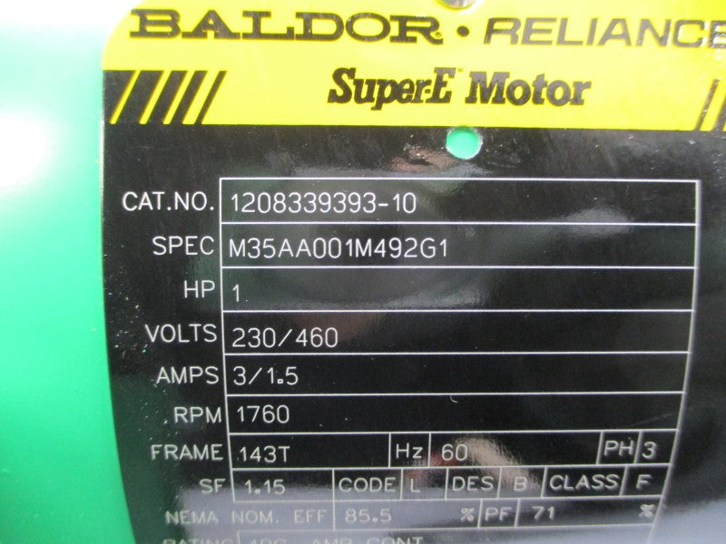 BALDOR 1208339393-10 M35AA001M492G1 230/460V 3/1.5A NSNP
