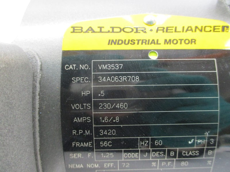 BALDOR VM3537 34A063R708 230/460V 1.6/.8A NSNP