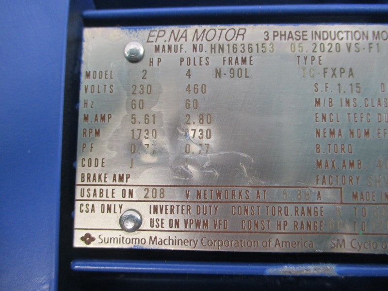 SUMITOMO CNHM2-6120YC-EP-35 PA221202 TC-FXPA 230/460V, 5.61/2.80A NSNP