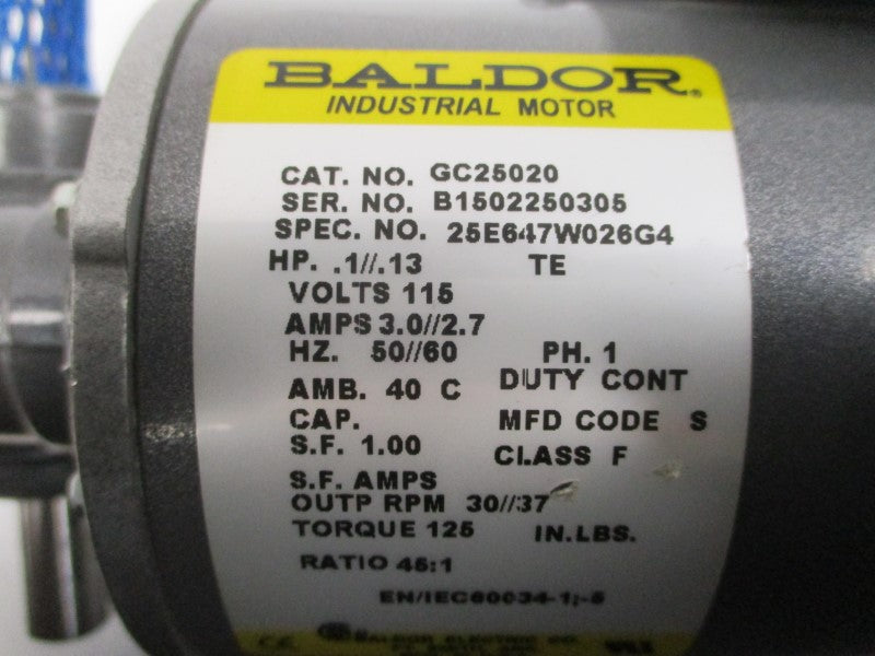 BALDOR GC25020 25E647W026G4 115V 3.0//2.7A NSNP
