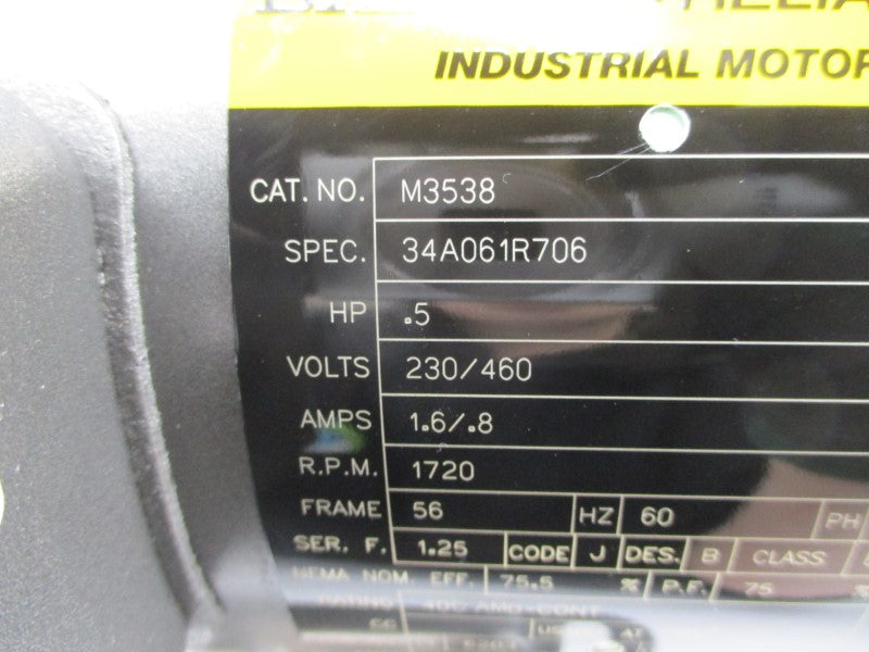 BALDOR M3538 34A061R706 230/460V 1.6/.8A NSNP