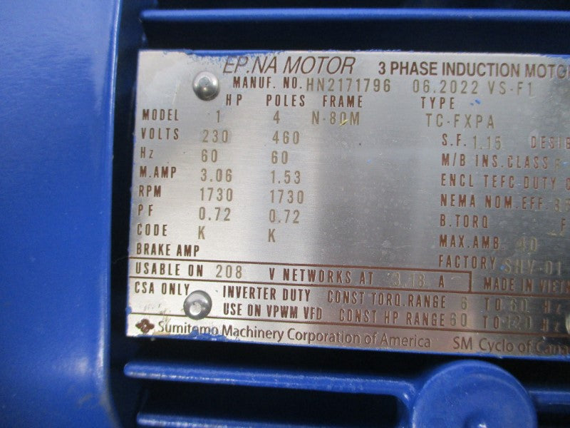 SUMITOMO PA224280 CNHM1-6095YC-EP-21 TC-FXPA 230/460 3.06/1.53A NSNP