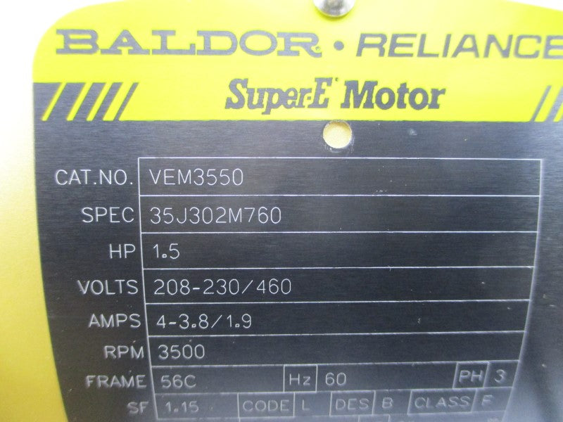 BALDOR VEM3550 35J302M760 208-230/460V 4-3.8/1.9A NSNP