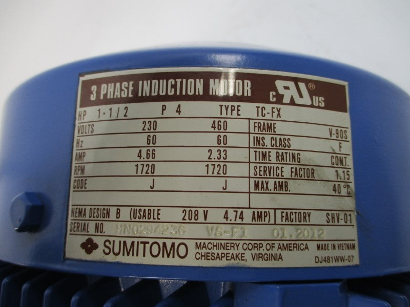 SUMITOMO PA024979 CNHM1H-6125YA-87 TC-FX 230/460V 4.66/2.33A NSNP