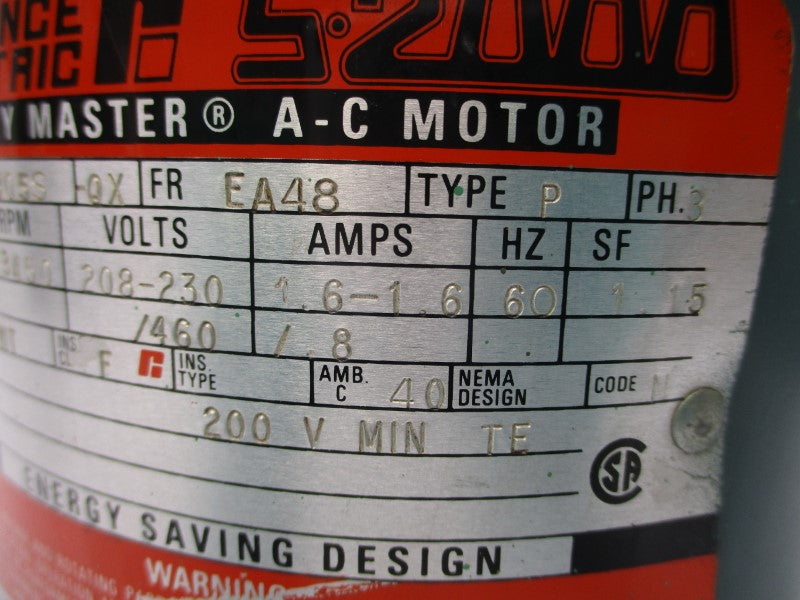 RELIANCE ELECTRIC P48H1305S 208-230/460VAC 1.6-1.6/.8A NSNP