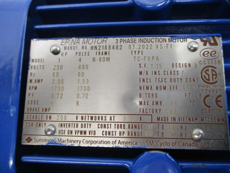 SUMITOMO PA225389 CNHM1-6095YC-EP-6 TC-FXPA 230/460V 3.06/1.53A NSNP