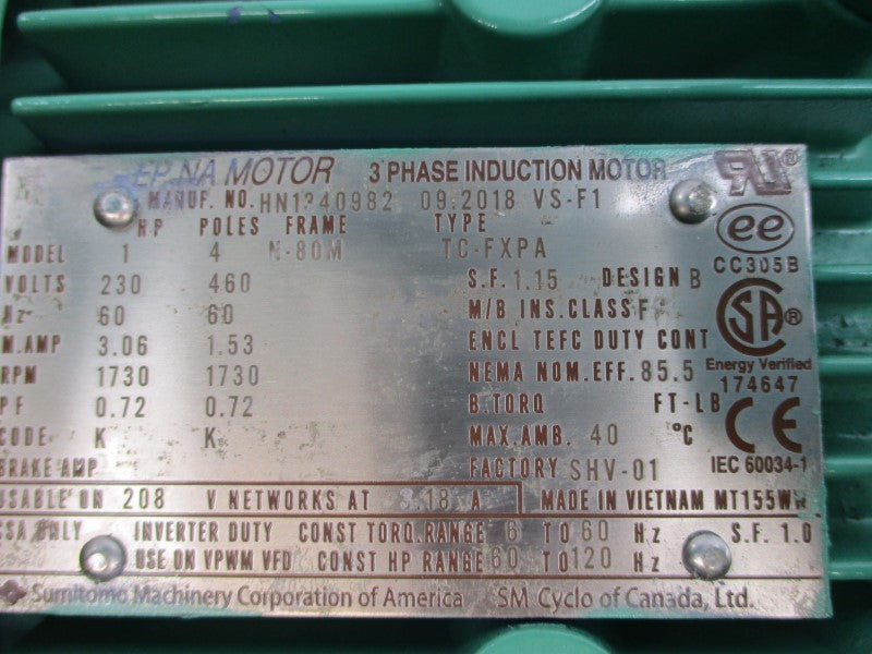 SUMITOMO PA224763 CNHM1-6110YA-EP-51 TC-FXPA 230/460V 3.06/1.53A (AS PICTURED) NSNP