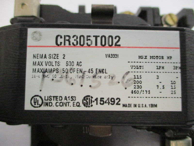 GENERAL ELECTRIC CR305T002 110/115-120V 50A NSMP