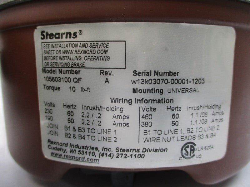 STEARNS 105603100QF 230/460V 2.2/.2A NSMP