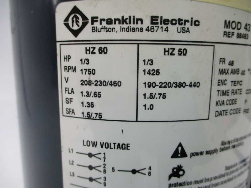 TUTHILL 00LE-A-C-88453 4311020102 208-230/460V 1.3/.65A NSNP
