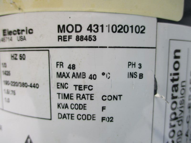 TUTHILL 00LE-A-C-88453 4311020102 208-230/460V 1.3/.65A NSNP