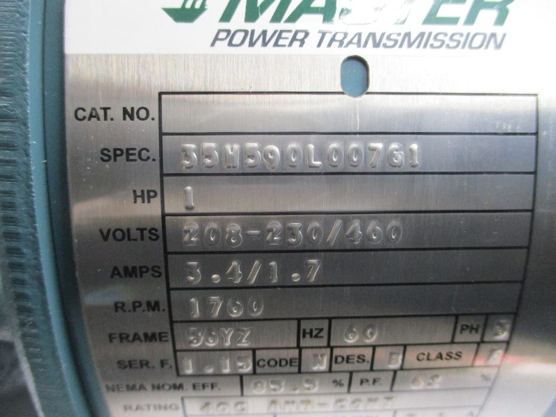 MASTER POWER TRANSMISSION 35H590L007G1 208-230/460V 3.4/1.7A NSNP