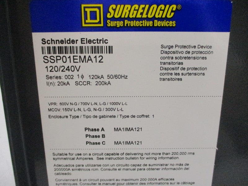 SQUARE D SSP01EMA12 SER. 002 120/240V NSNP