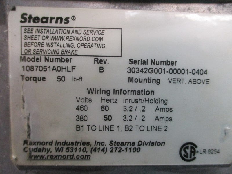 STEARNS 1087051A0HLF 380/460V 3.2/.2A NSNP