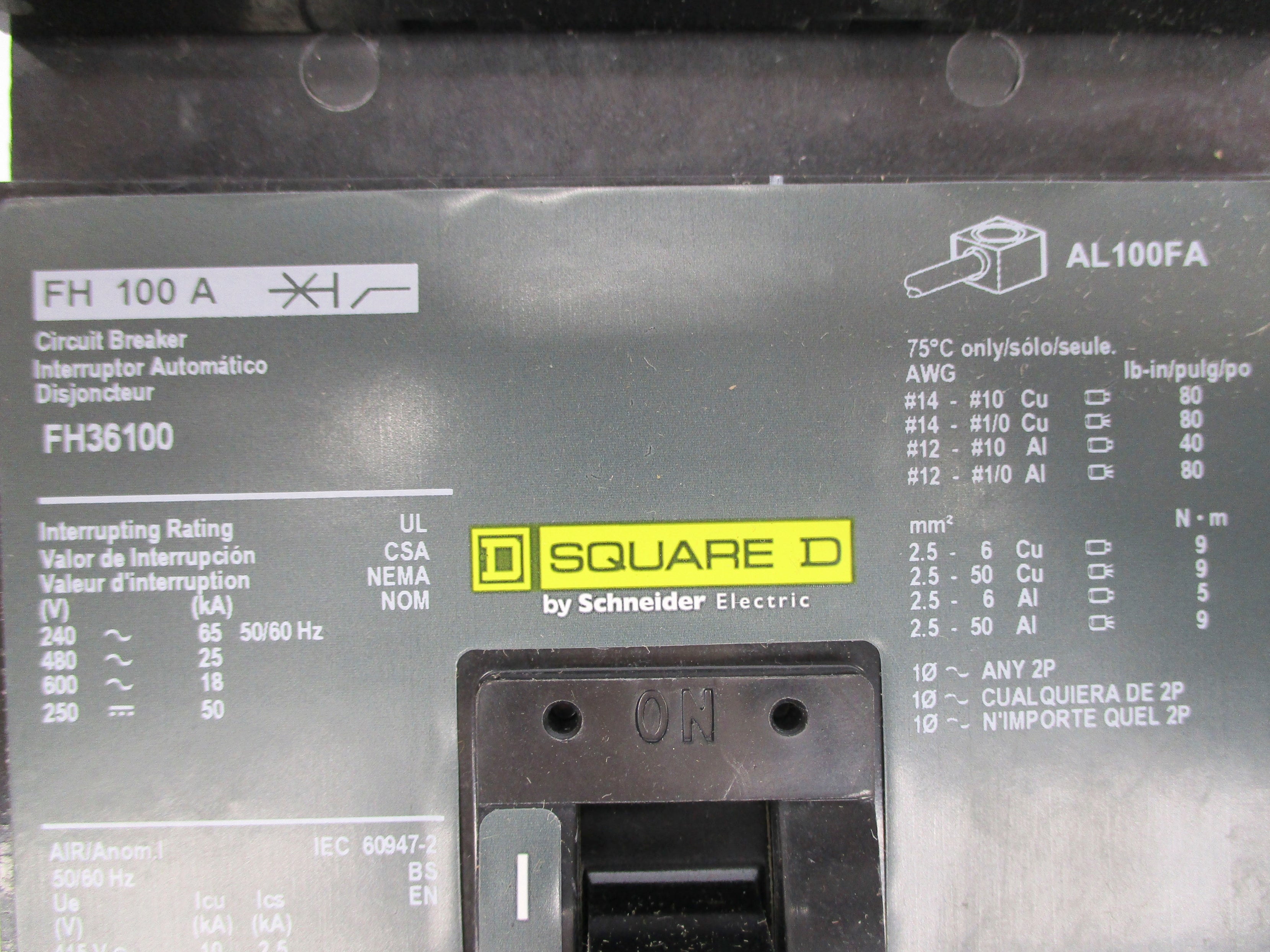 SQUARE D FH36100 SER. 2 600V 100A NSMP