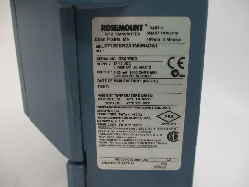 ROSEMOUNT 8712ESR2A1N0M4DA1 12-42VDC 3A NSNP