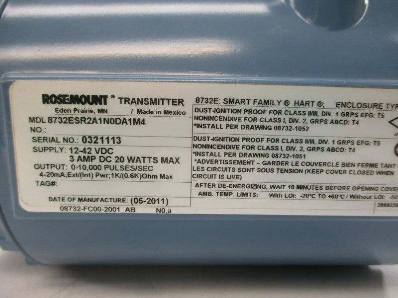 ROSEMOUNT 8732ESR2A1N0DA1M4 12-42VDC 3A NSNP