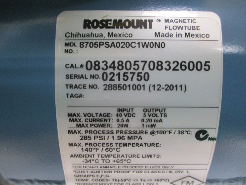 ROSEMOUNT 8705PSA020C1W0N0 40VDC 0.5A 285PSI NSNP