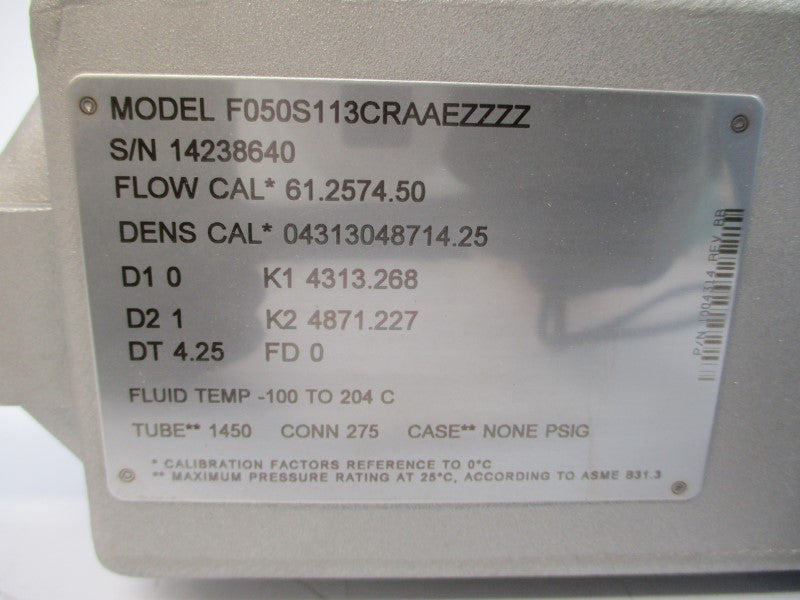 MICRO MOTION F050S113CRAAEZZZZ 275PSI NSMP