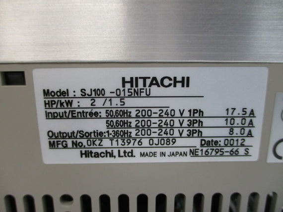 HITACHI SJ100-015NFU 200-240V 17.5/1.0A NSMP