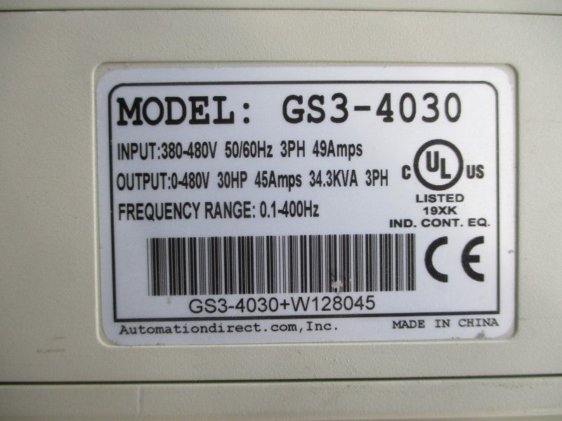 AUTOMATION DIRECT GS3-4030 380-480V 49A UNMP
