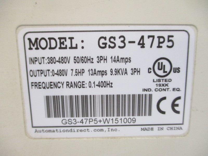 AUTOMATION DIRECT GS3-47P5 380-480V 14A UNMP
