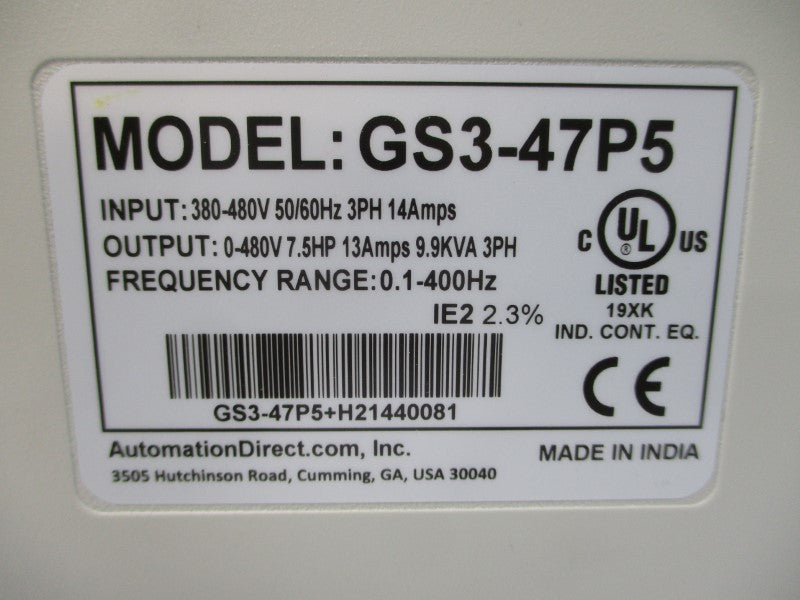 AUTOMATION DIRECT GS3-47P5 380-480V 14A NSNP