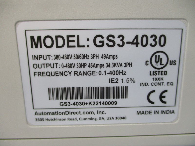 AUTOMATION DIRECT GS3-4030 380-480V 49A NSNP