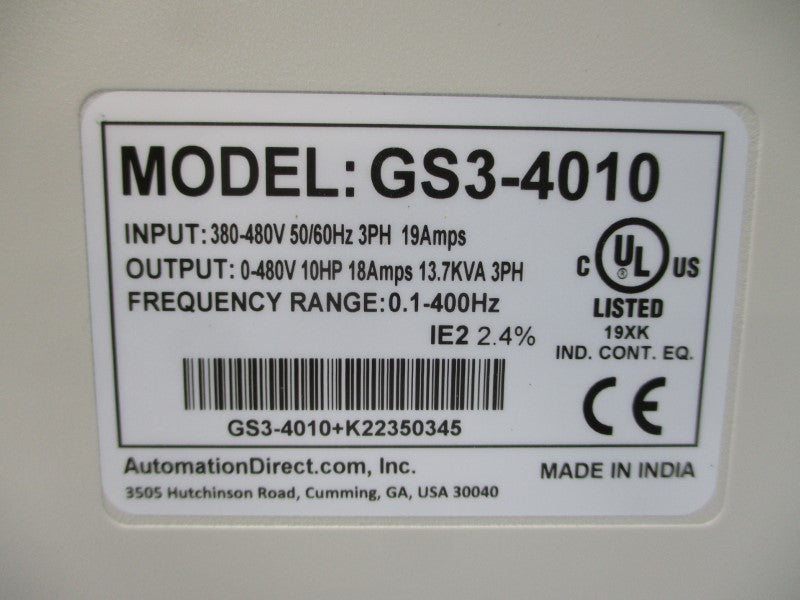 AUTOMATION DIRECT GS3-4010 380-480V 19A NSNP