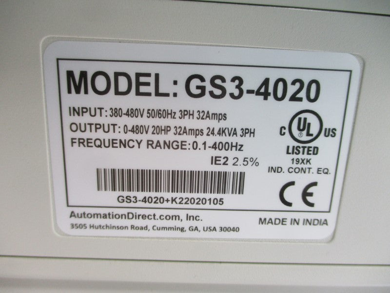 AUTOMATION DIRECT GS3-4020 380-480V 32A NSNP