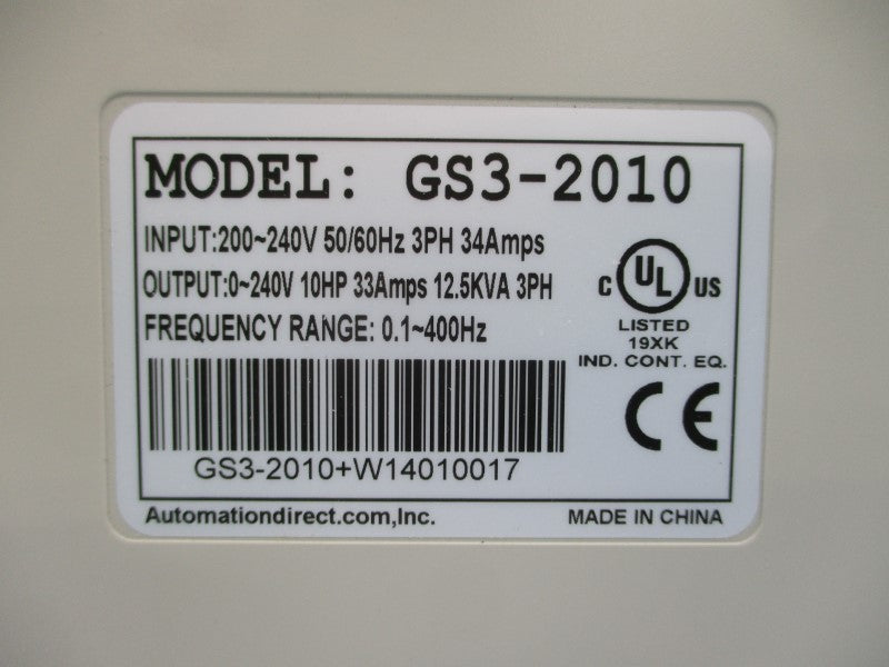 AUTOMATION DIRECT GS3-2010 200-240V 34A UNMP