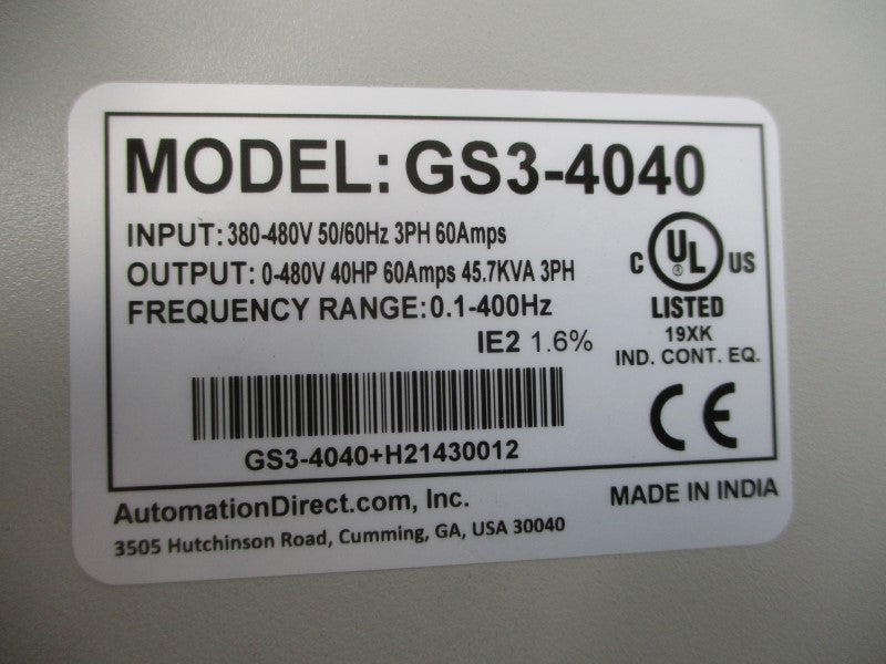 AUTOMATION DIRECT GS3-4040 380-480V 60A NSNP