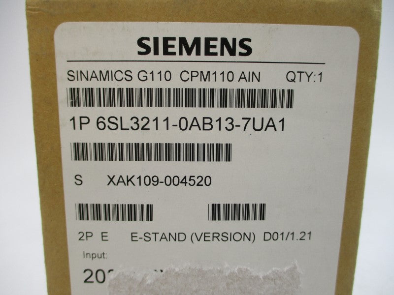 SIEMENS 6SL3211-0AB13-7UA1 200-240VAC 6.2A NSMP