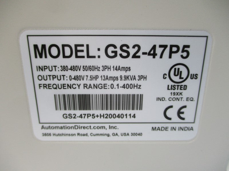 AUTOMATION DIRECT GS2-47P5 380-480V 14A NSMP