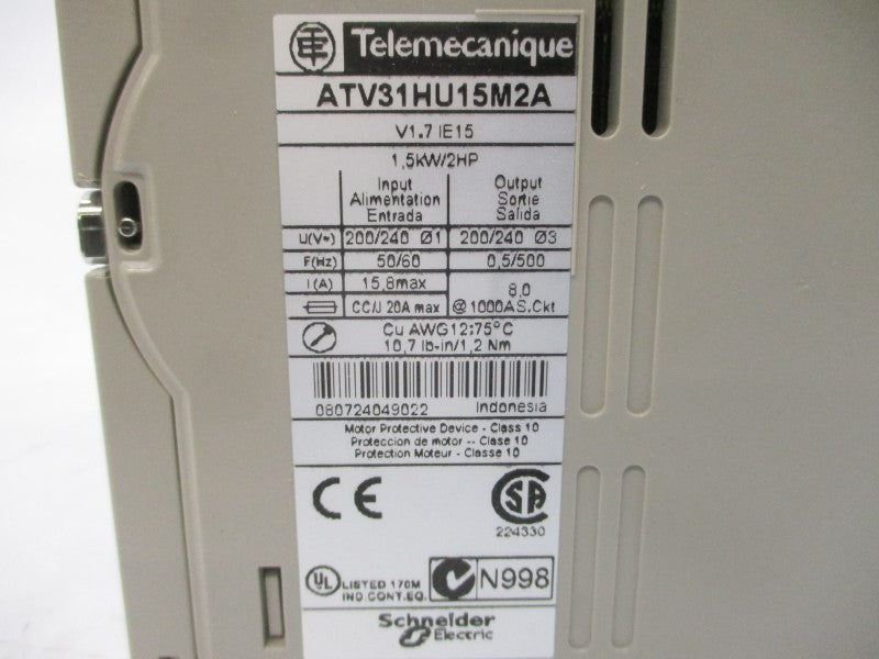 TELEMECANIQUE ATV31HU15M2A 200/240VAC 15.8A NSMP