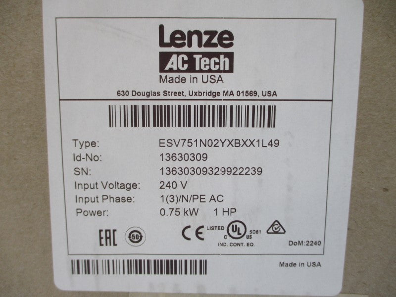 LENZE ESV751N02YXBXX1L49 13630309 240V NSFS