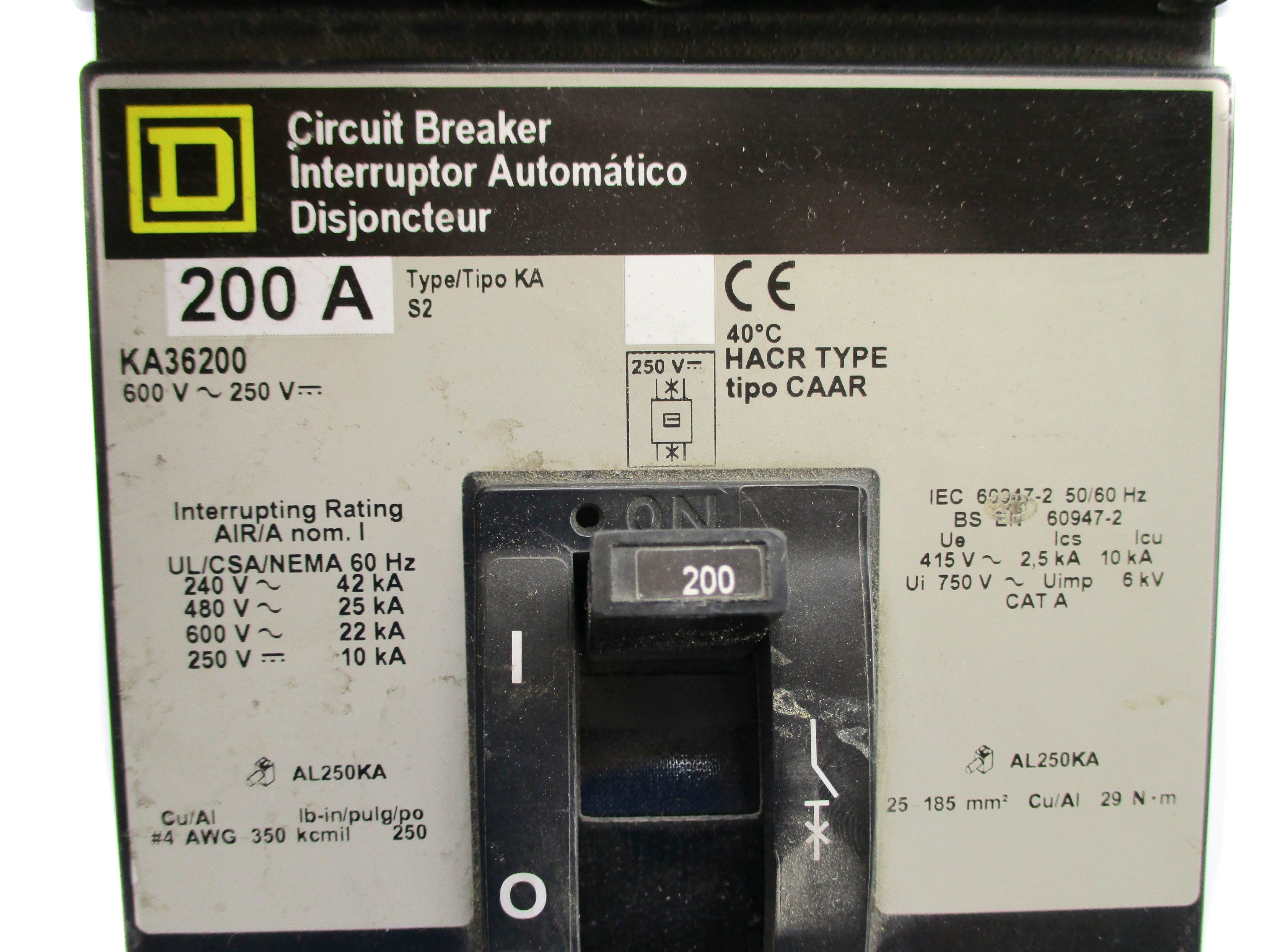 SQUARE D KA36200 200A (GREY) UNMP