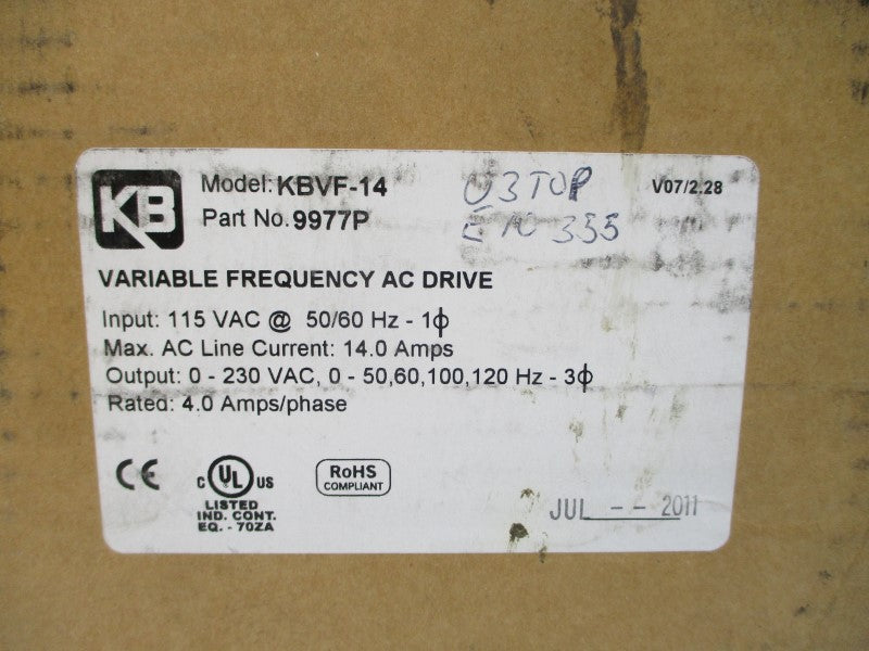 KB ELECTRONICS KBVF-14 115VAC 14.0A NSMP