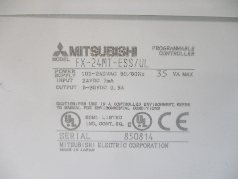 MITSUBISHI FX-24MT-ESS/UL 100-240VAC 0.5A NSMP