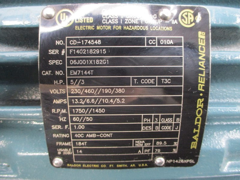 BALDOR EM7144T 06J001X182G1 460V 6.6A NSNP
