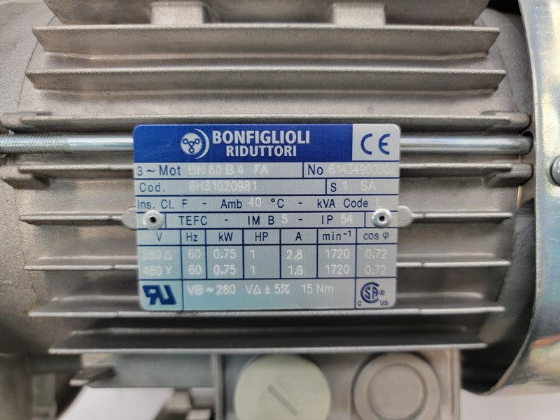 BONFIGLIOLI BN80B4FA 8H31020981 280/480V 2.8/1.6A NSNP